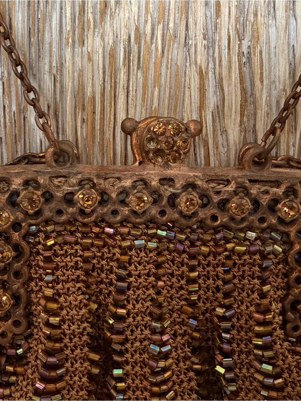 Vintage Beaded Metallic Bronze Evening Clutch - Picture 3 of 8